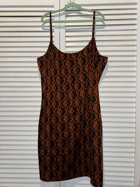 Derek Heart Brown Patterned Slip Mini Dress